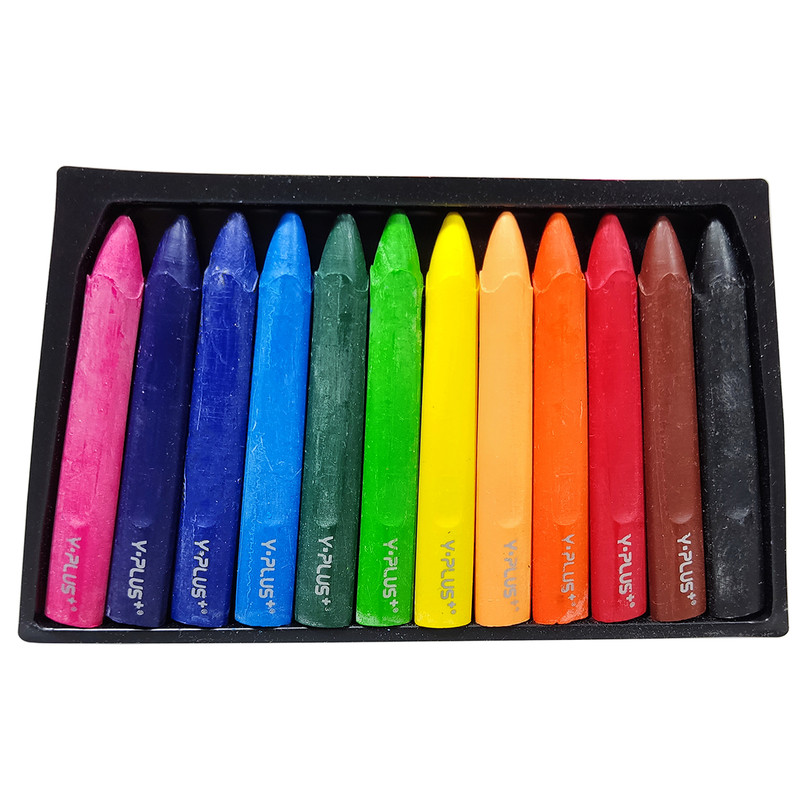 مداد شمعی 12 رنگ هالما مدل Y.Plus کد CR150300