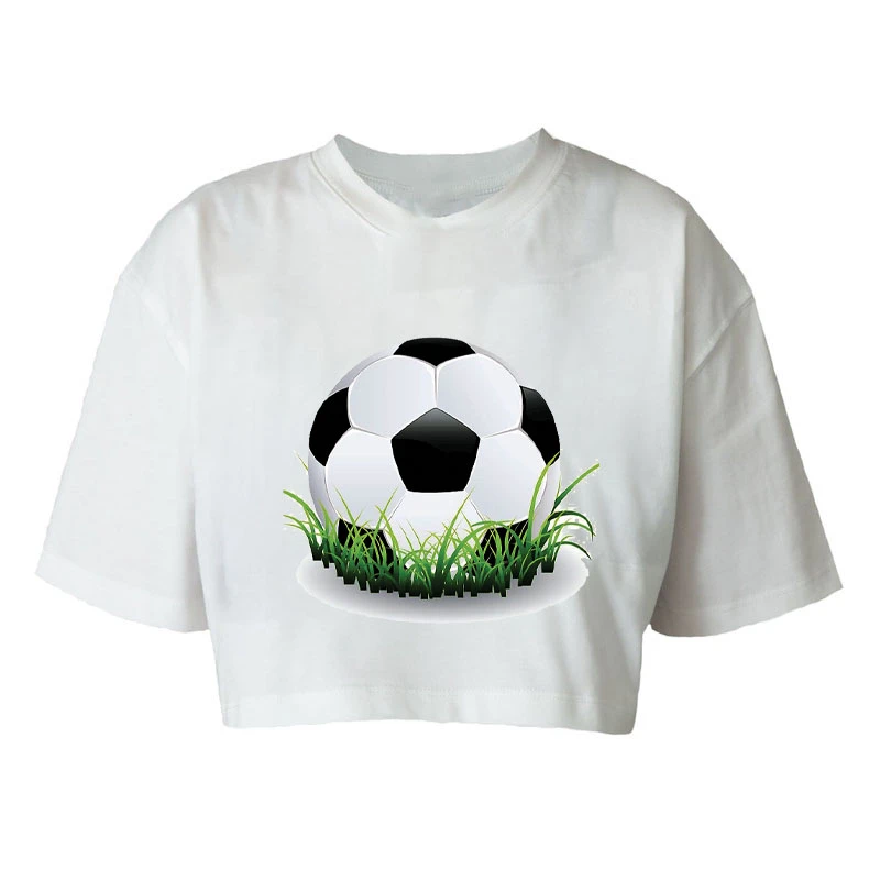 کراپ‌تاپ آستین کوتاه زنانه مدل K68 طرح فوتبال