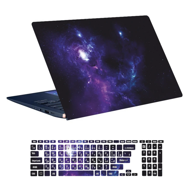 استیکر لپ تاپ توییجین و موییجین طرح Space کد 85 مناسب برای لپ تاپ 15.6 اینچ به همراه برچسب حروف فارسی کیبورد 