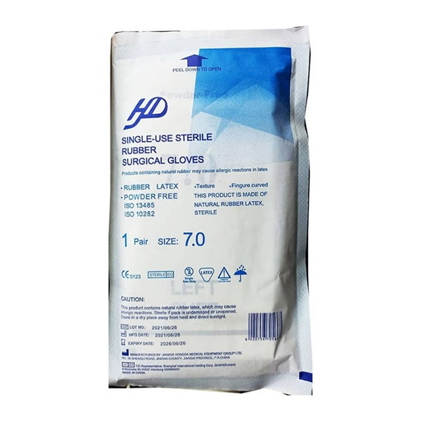 دستکش جراحی لاتکس اچ دی مدل 01 سایز 7 بسته 5 عددی