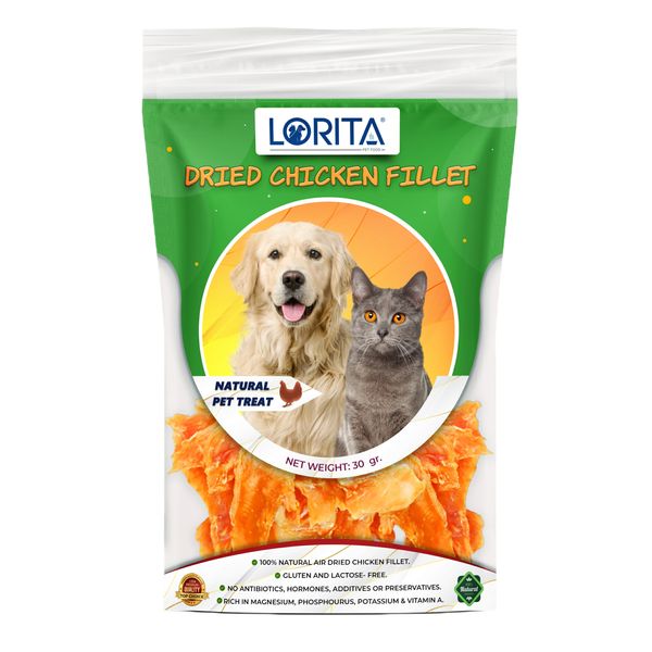 تشویقی سگ و گربه لوریتا مدل DRIED CHICKEN FILLET وزن 30 گرم تشویقی سگ و گربه لوریتا مدل DRIED CHICKEN FILLET وزن 30 گرم