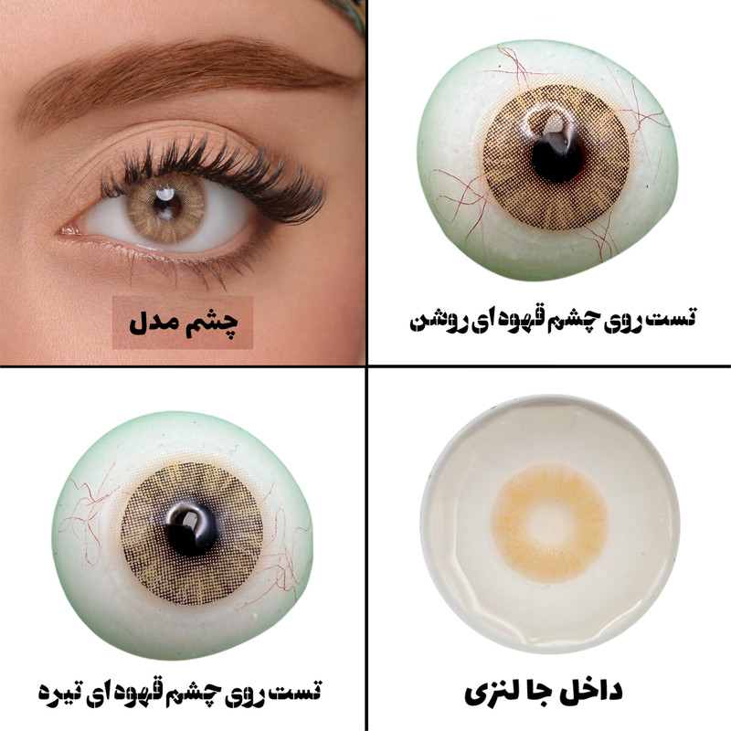 لنز چشم بیوتی کاسمتیک کانتکت لنز تیدا مدل 26 کد AQXA220 رنگ عسلی بدون دور 