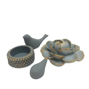  ست 4 تکه جاشمعی و جاعودی مدل  گل و کبوتر کد 231
