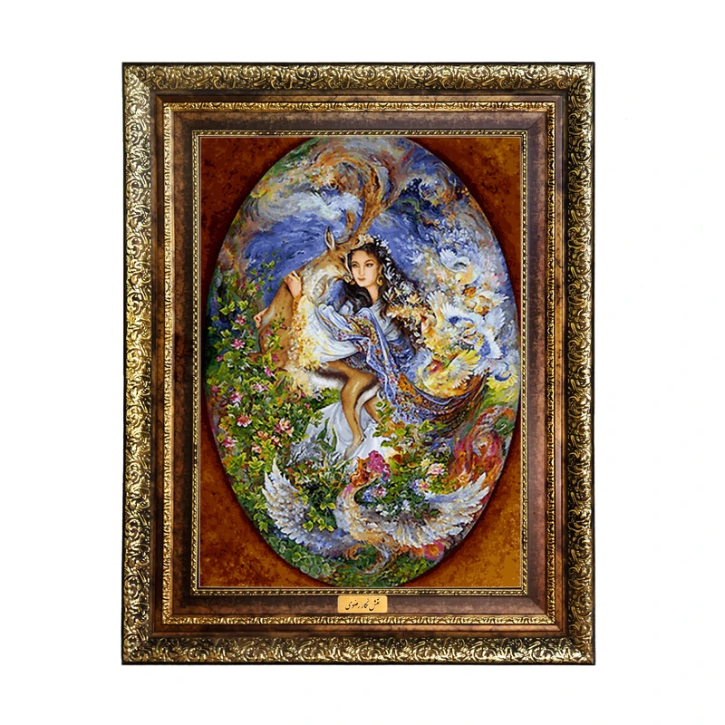 تابلو فرش ماشینی نقش نگار رضوی طرح مینیاتور کد 1498KH