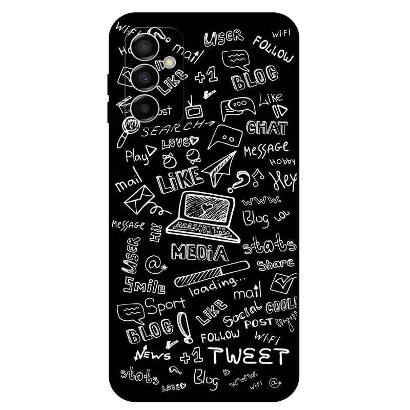 کاور مگافون طرح رسانه های اجتماعی مدل 1898 مناسب برای گوشی موبایل سامسونگ Galaxy M23 5G / F23 5G         