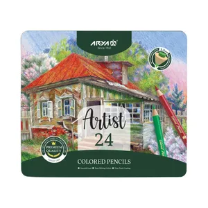مداد رنگی 24 رنگ آریا مدل آرتیست با جعبه فلزی کد 026