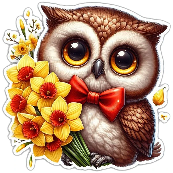 استیکر پارچه و لباس پاد آفرین طرح جغد کارتونی کد 604