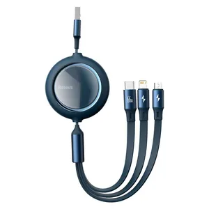 کابل تبدیل USB به USB-C/microUSB /لایتنینگ باسئوس مدل  Bright Mirror 66W طول 1.2 متر