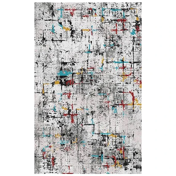 فرش ماشینی 1000 شانه زمینه خاکستری حاشیه طوسی مدل چاپ نانو بدون پرز کد 85358