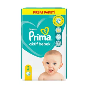 پوشک کودک پریما مدل Aktif Bebek سایز 2 بسته 72 عددی