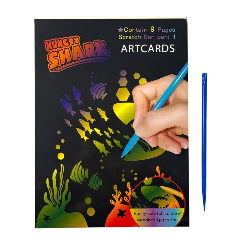 دفتر نقاشی 10 برگ مدل اسکرچ طرح art cards به همراه مداد