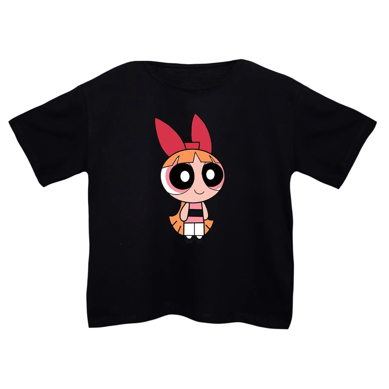 کراپ‌تی شرت آستین کوتاه زنانه مدل دخترک کد 3