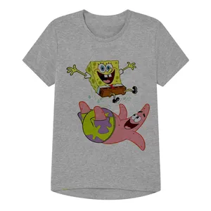 تی شرت آستین کوتاه پسرانه مدل   باب وپاتریک کد SH06 رنگ طوسی