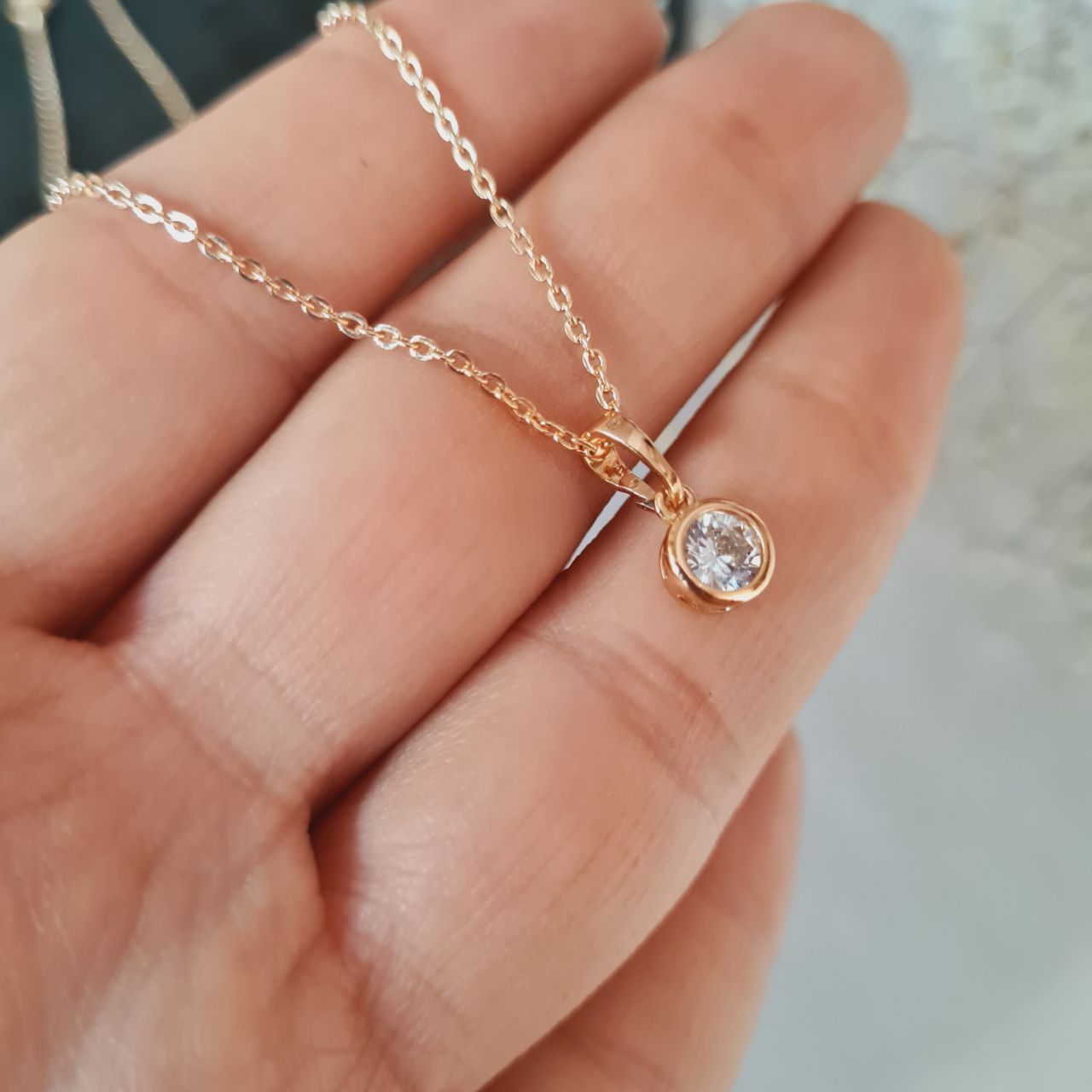 گردنبند زنانه ژوپینگ مدل تک نگین کد GM -  - 3