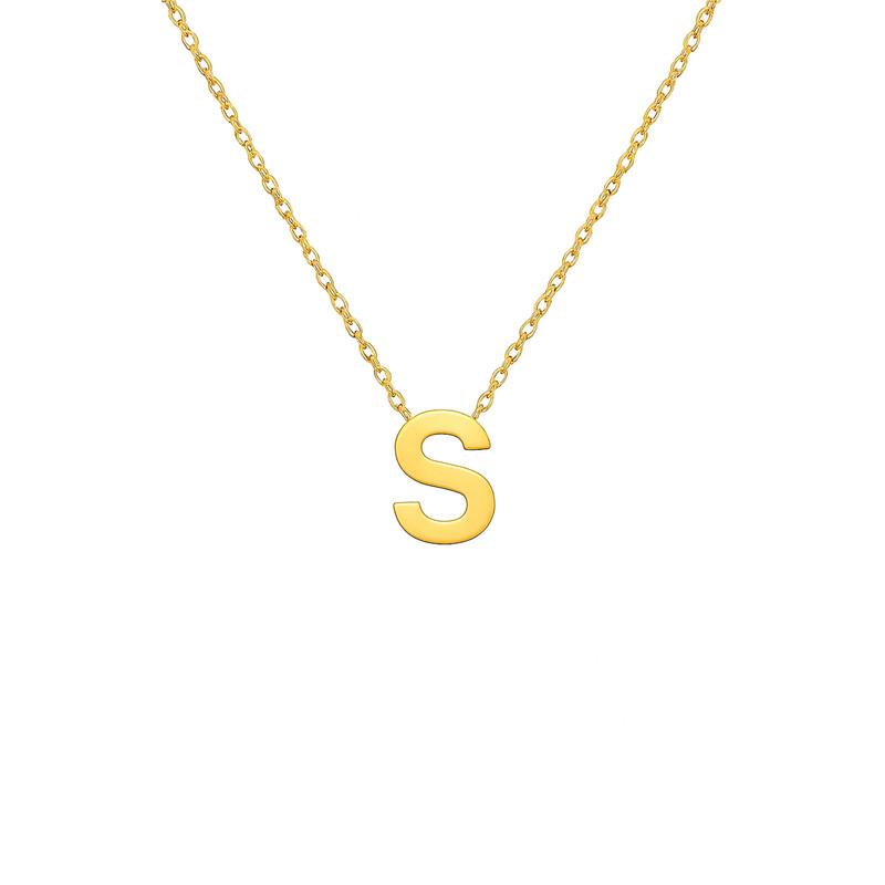 گردنبند طلا 18 عیار زنانه با زنجیر حلقهای (فلامینگو) گالری قو طلایی مدل حرف S با فونت ساده
