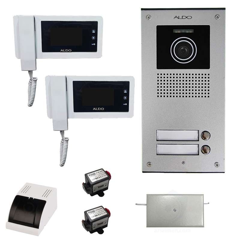 مجموعه دربازکن تصویری آلدو مدل 414M-U2 به همراه محافظ ولتاژ مانیتور