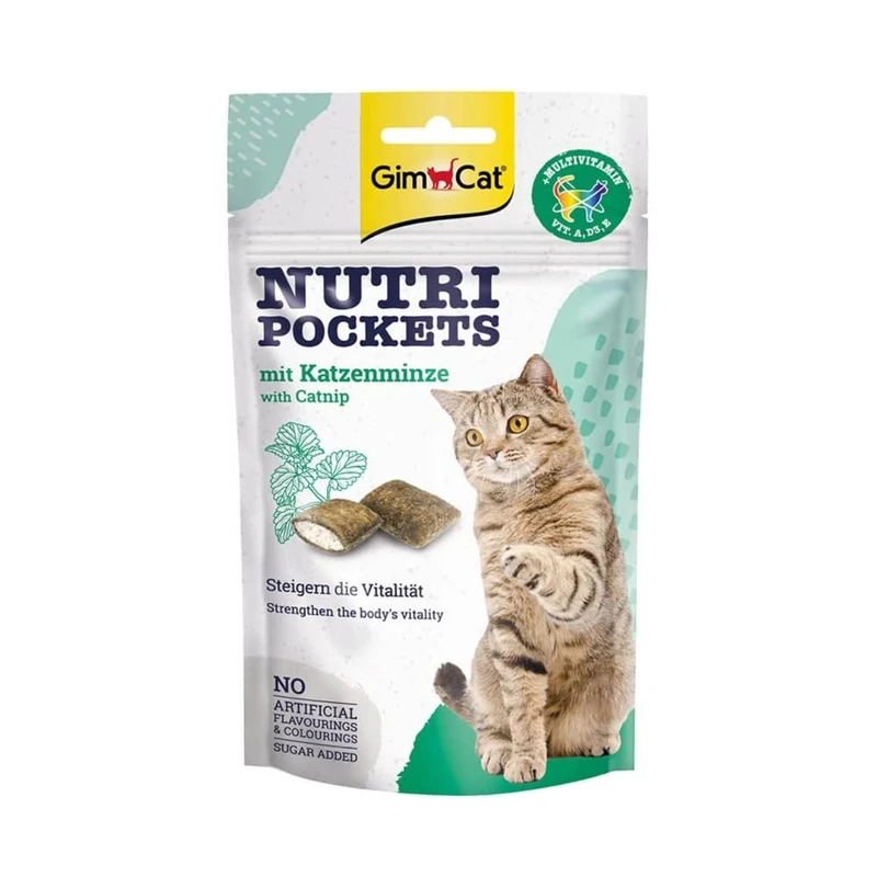 تشویقی گربه جیم کت مدل Nutri Pockets با طعم کت نیپ وزن 60 گرم