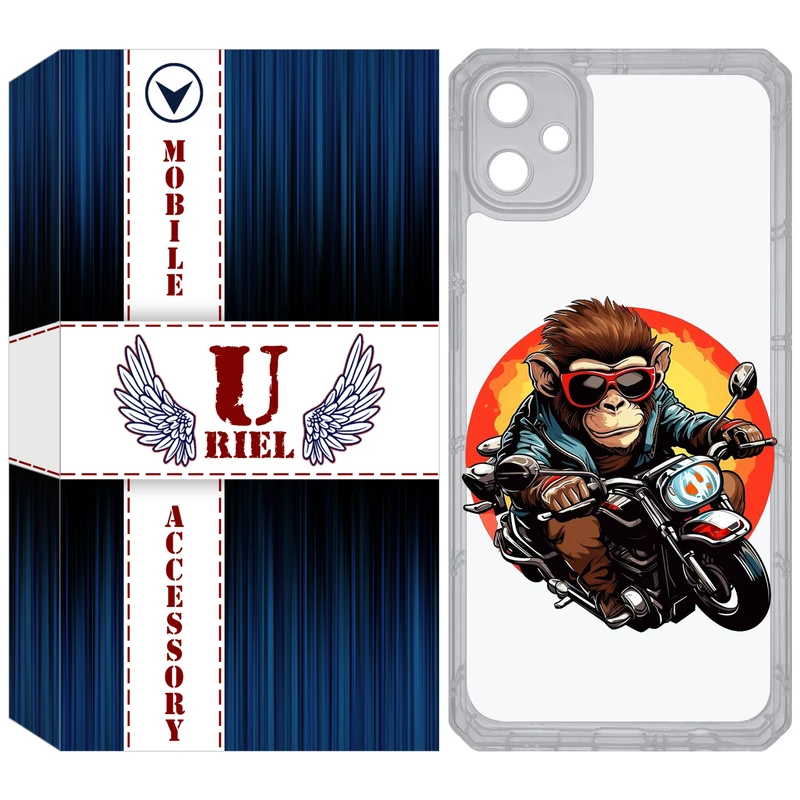 کاور یوریل مدل Clear کد 32 طرح میمون موتورسوار مناسب برای گوشی موبایل سامسونگ Galaxy A05