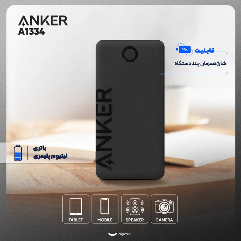 عکس شماره 3 : پاوربانک 12 وات انکر مدل a1334 ظرفیت 10000 میلی آمپر ساعت