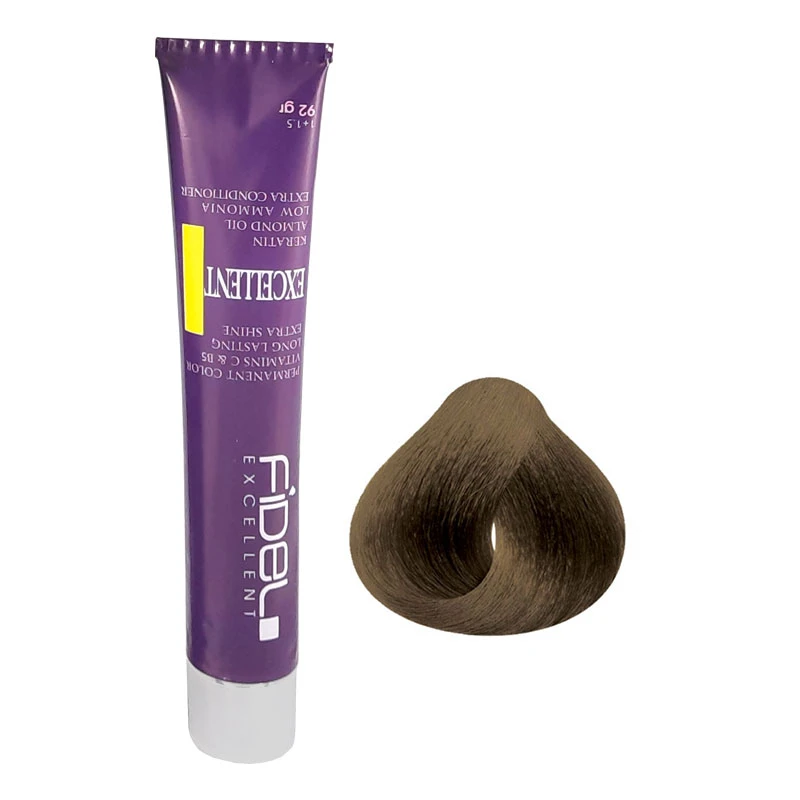 رنگ مو فیدل اکسلنت شماره 6/7 حجم 100 میلی‌لیتر رنگ بلوند زیتونی تیره