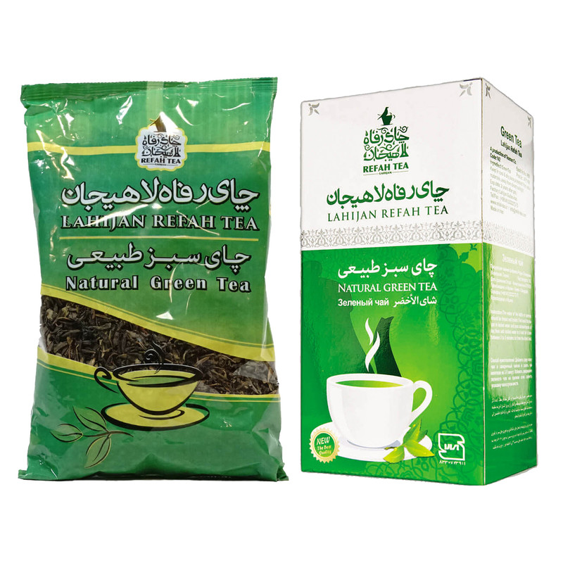 چای سبز شکسته رفاه لاهیجان - 210 گرم به همراه چای سبز قلم رفاه لاهیجان - 250 گرم