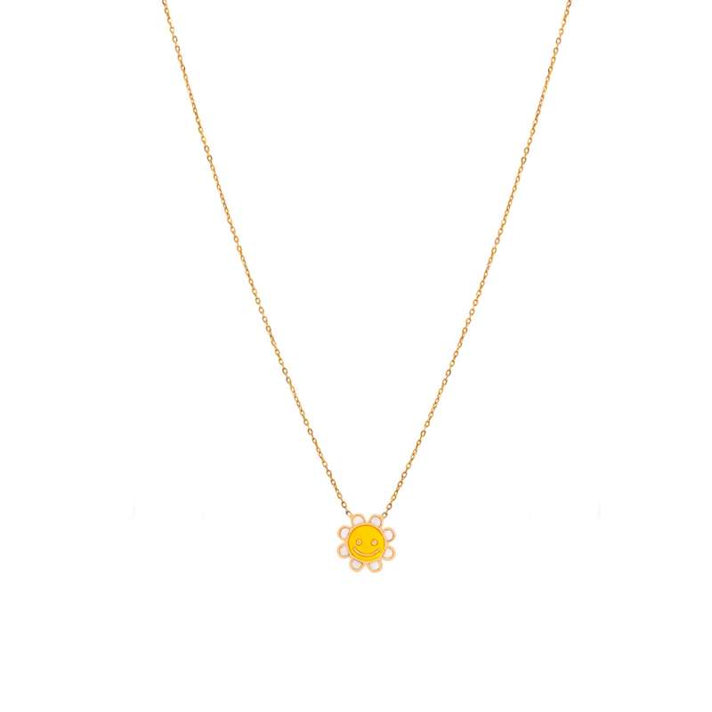 گردنبند طلا 18 عیار دخترانه الی گلد گالری مدل گل بابونه