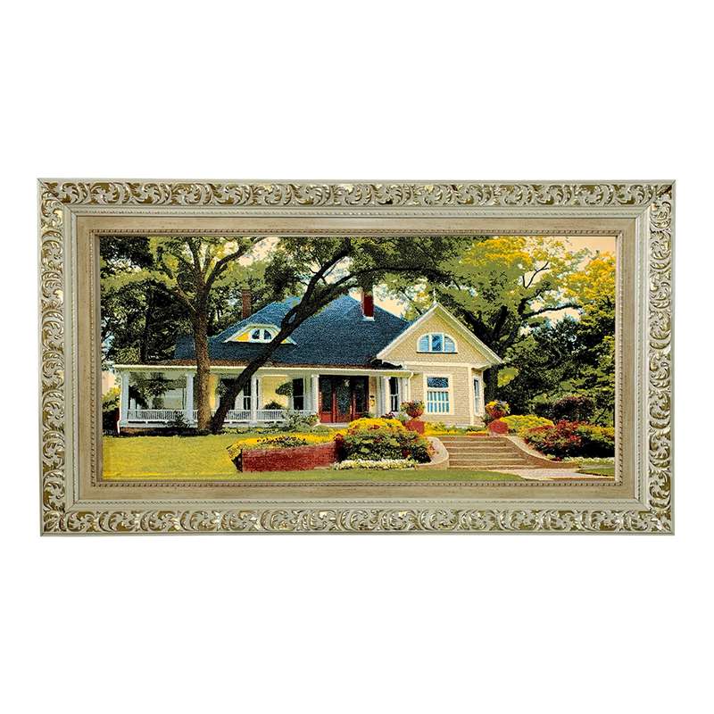 تابلو فرش ماشینی طرح دستبافت مدل خانه ویلایی کد 7664