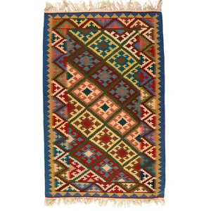 گلیم دستبافت یک و نیم متری مدل قشقایی کد 140256