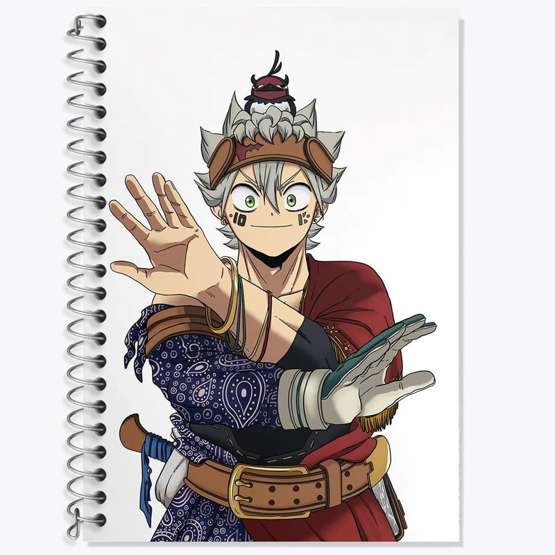 دفتر زبان 50 برگ خندالو مدل دو خط طرح آستا انیمه بلک کلاور Black Clover کد 10254