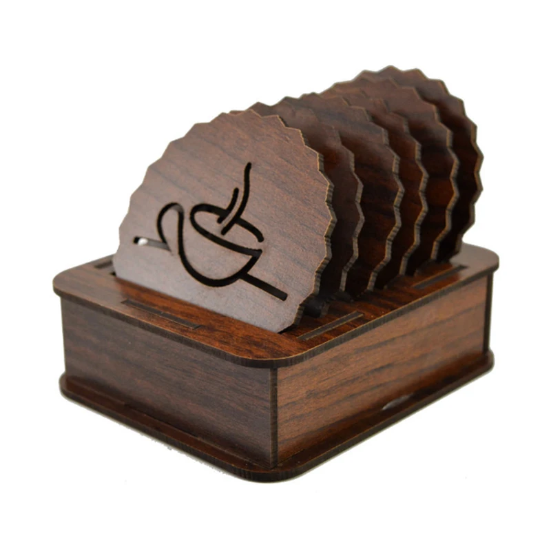 زیر لیوانی مدل فنجان طرح دایره بسته 6 عددی به همراه استند