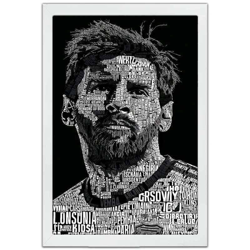 تابلو بکلیت طرح لیونل مسی مدل W-po1659 فریم سفید