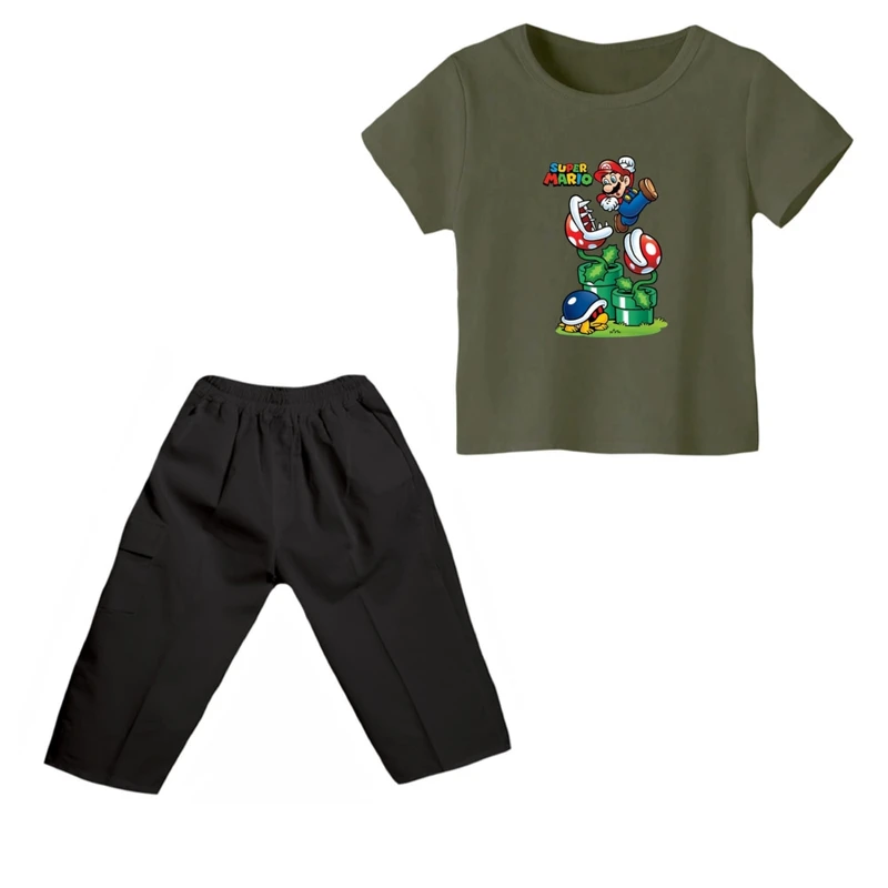 ست تی شرت و شلوارک پسرانه مدل ماریو کد ۳