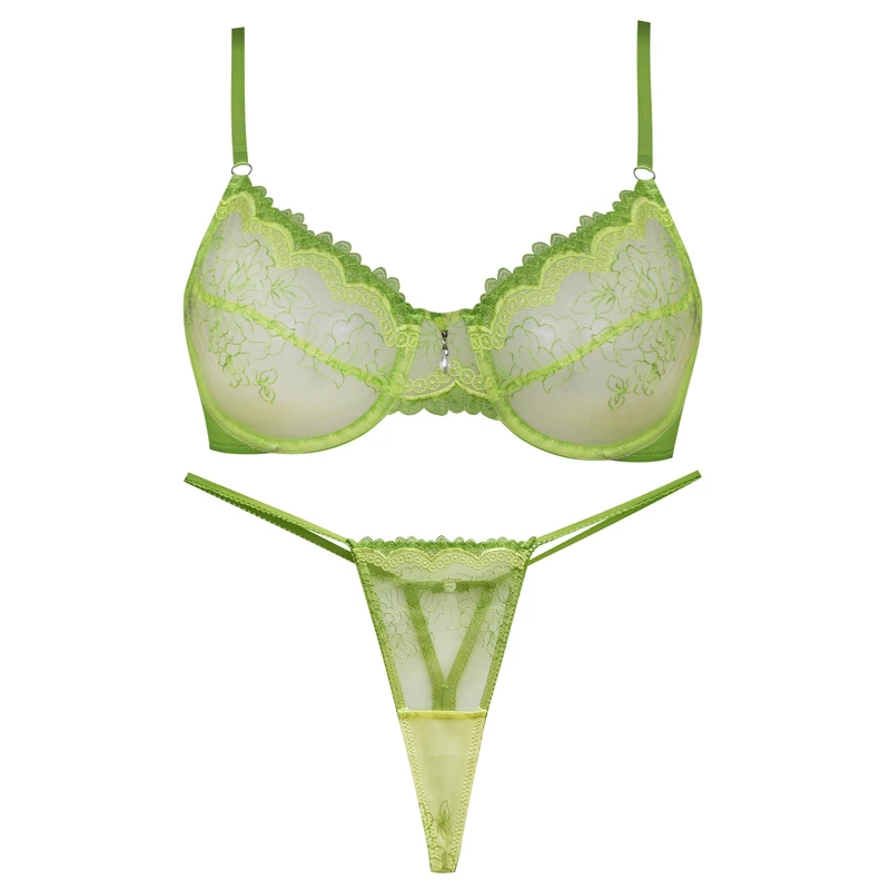 ست شورت و سوتین زنانه فیتن فرخ زادی مدل فنردار گیپور کد 4952-2