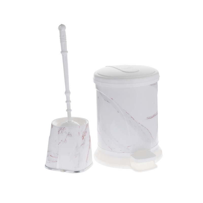 ست سطل زباله و فرچه ونوس پلاستیک مدل سنگی 20