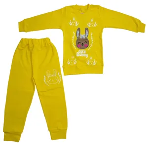 ست سویشرت و شلوار دخترانه مدل خرگوش رنگ زرد