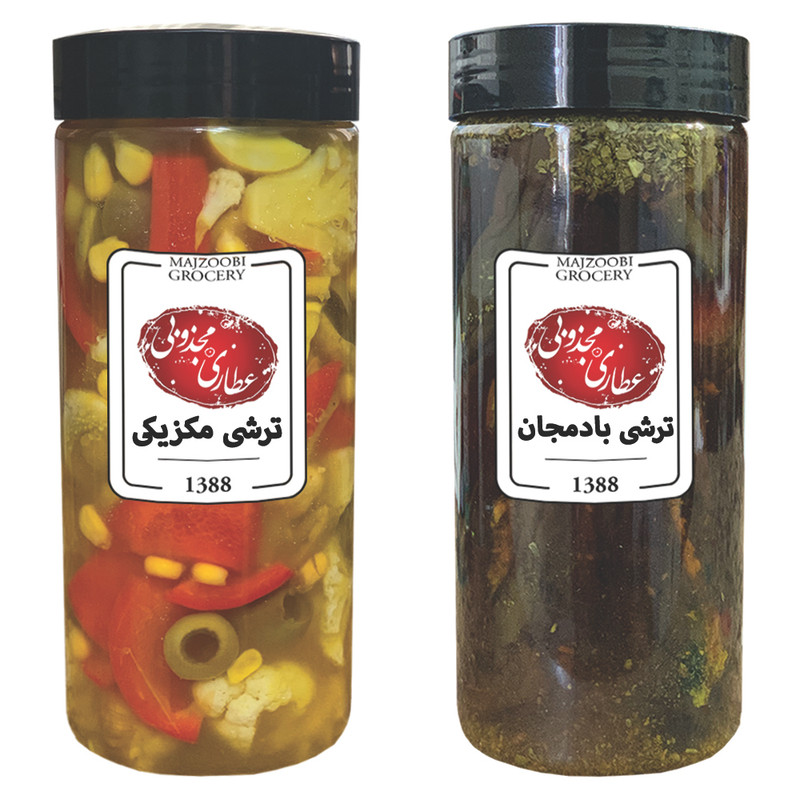 ترشی مکزیکی و ترشی بادمجان مجذوبی - 1500 گرم بسته 2 عددی