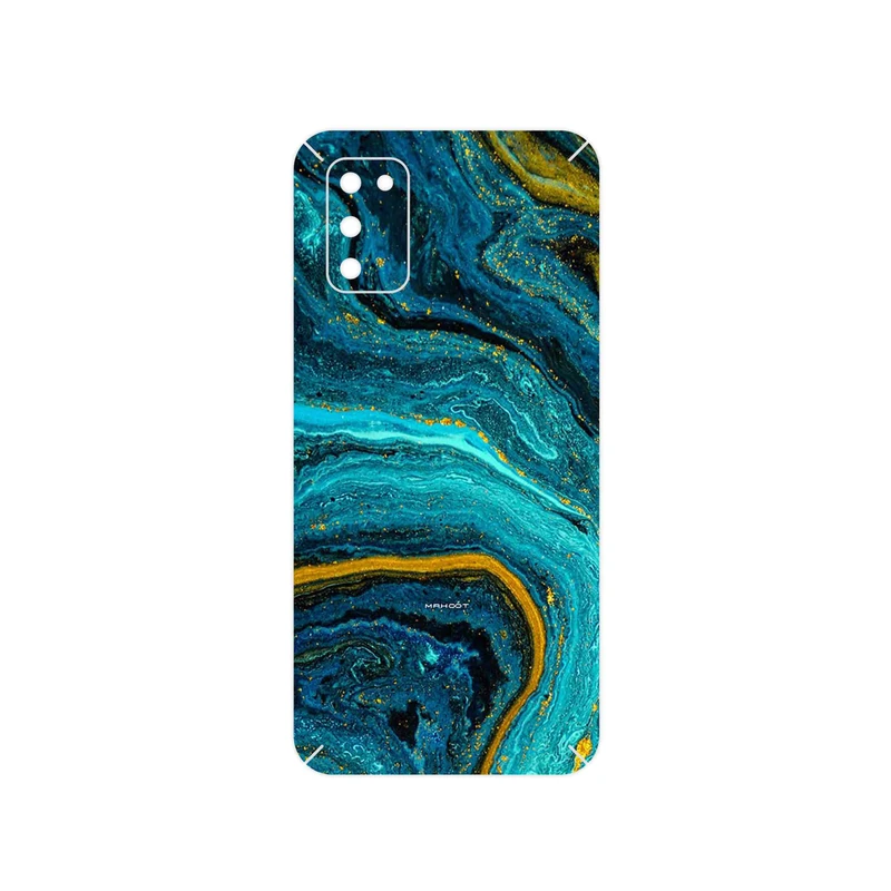 برچسب پوششی ماهوت مدل Turquoise marblewith golden streaks مناسب برای گوشی موبایل سامسونگ Galaxy A52 5G