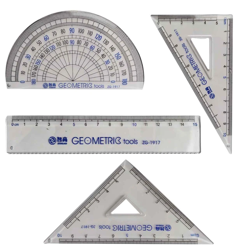 ست خط کش جئومتریک کد ZG1917 بسته 4 عددی