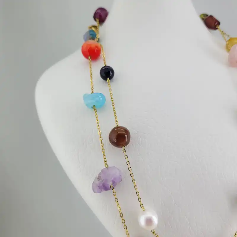 گردنبند زنانه مدل رومانتویی سنگ جاکرا کد 11228