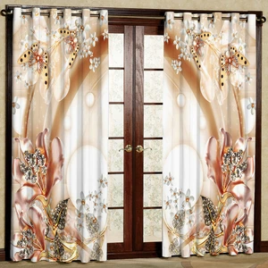 پرده مدل مخمل پانچی طرح گل کد 4538T2 سایز 200x140 سانتی متر