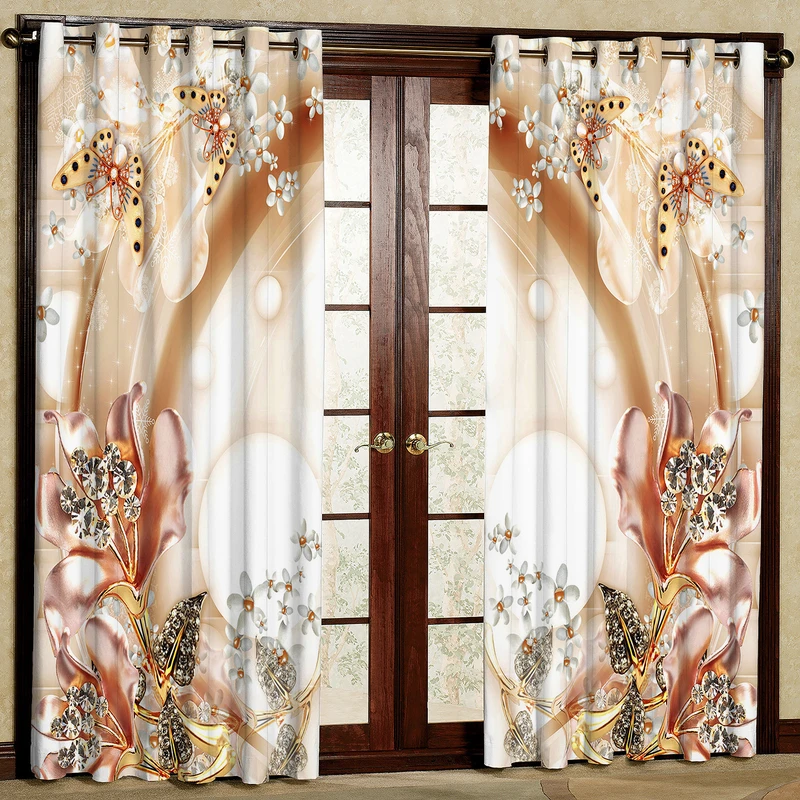 پرده مدل مخمل پانچی طرح گل کد 4538T2 سایز 200x140 سانتی متر