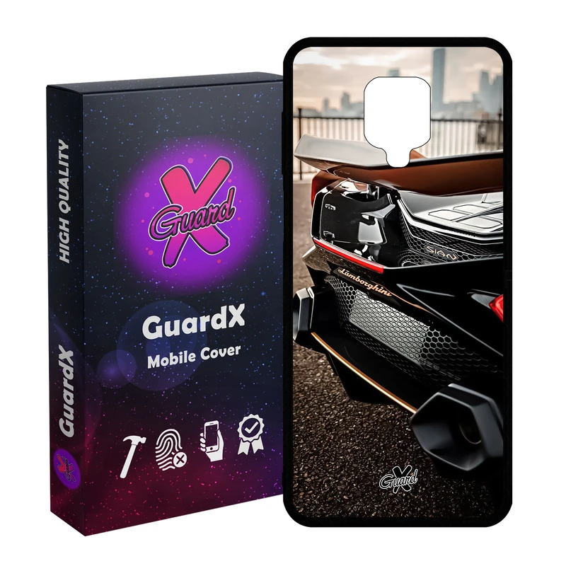 کاور گارد ایکس طرح لامبورگینی مدل Glass10492 مناسب برای گوشی موبایل شیائومی Redmi Note9 Pro/Note 9 Pro Max/Redmi Note 9S/MI Poco M2 Pro