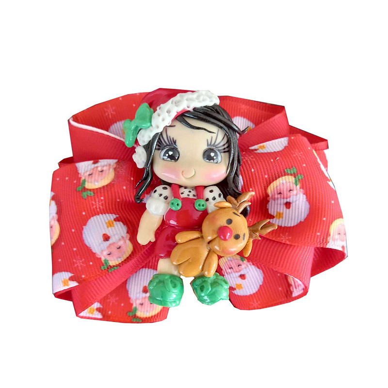 کش مو دخترانه مدل دختر و گوزن کریسمس کد Christmas-girl-30