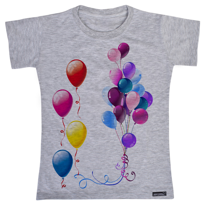 تی شرت آستین کوتاه دخترانه 27 مدل Balloon Birthday Party کد MH795
