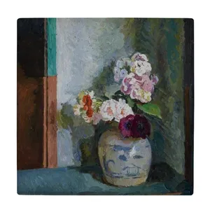 کاشی کارنیلا طرح گلدان و گل  مدل لوحی کد klh2043