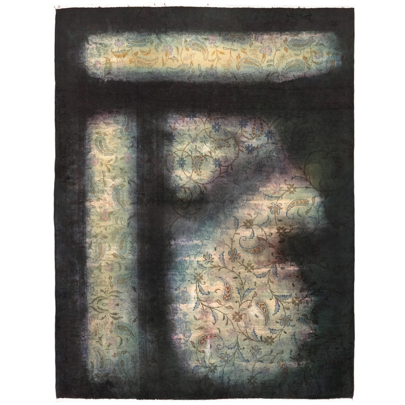 فرش دستبافت رنگ شده سه متری طرح وینتیج اوورداید