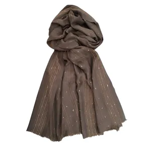 شال زنانه مدل نخی میله ای لمه دار 