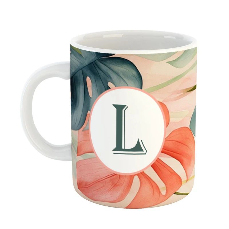 ماگ پادآفرین مدل فانتزی طرح حرف L کد 35