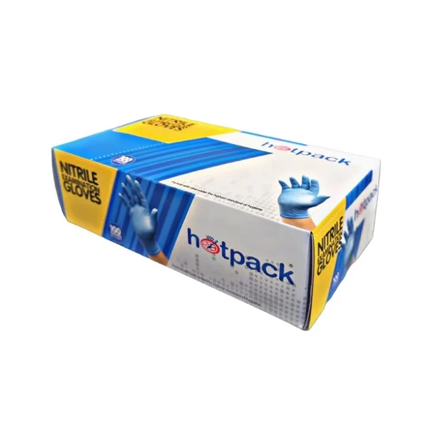 دستکش نیتریل غیر پودری هات بک مدل HB سایز متوسط (M) بسته 100 عددی