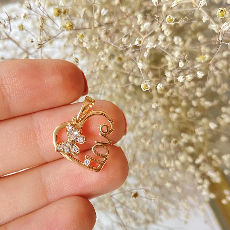 آویز گردنبند زنانه ژوپینگ مدل قلب عشق پروانه